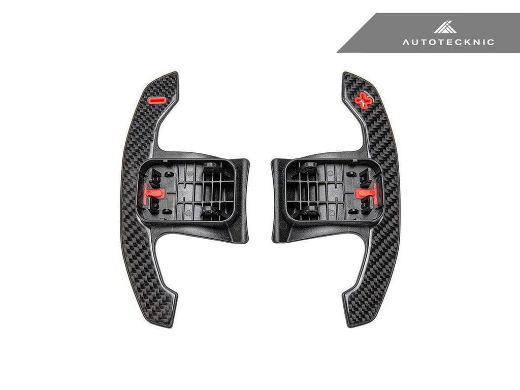 Kies-Motorsports AutoTecknic USA AutoTecknic Carbon Fiber Pole Position Shift Paddles - G14/ G15/ G16 8-Series G14/ G15/ G16 8-Series / Red Shift Indicators & Grip / Gloss Carbon Finish