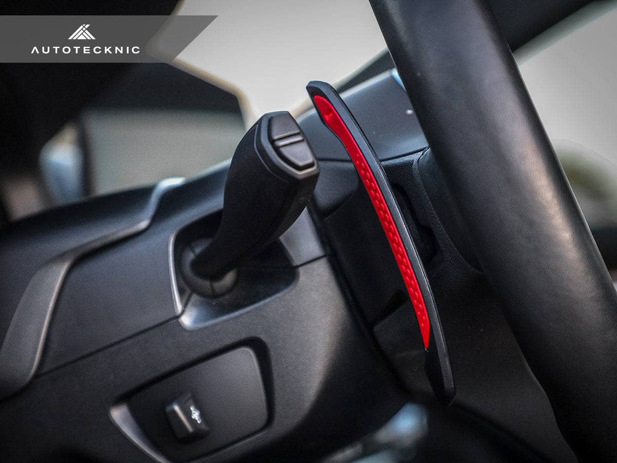 Kies-Motorsports AutoTecknic USA AutoTecknic Carbon Fiber Pole Position Shift Paddles - G14/ G15/ G16 8-Series G14/ G15/ G16 8-Series / Red Shift Indicators & Grip / Gloss Carbon Finish