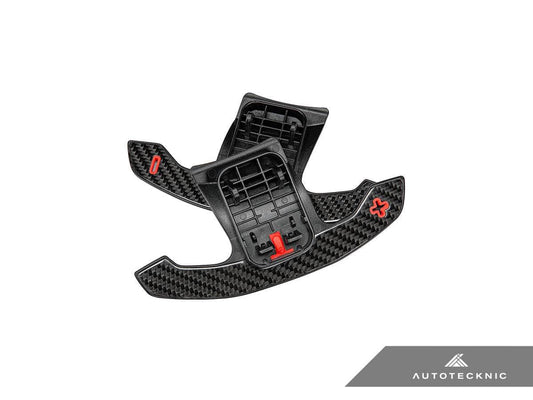 Kies-Motorsports AutoTecknic USA AutoTecknic Carbon Fiber Pole Position Shift Paddles - G14/ G15/ G16 8-Series G14/ G15/ G16 8-Series / Red Shift Indicators & Grip / Gloss Carbon Finish