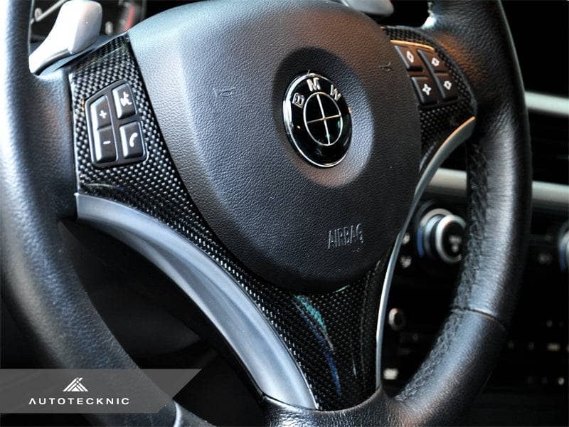 Kies-Motorsports AutoTecknic USA AutoTecknic Carbon Fiber Steering Wheel Trim - E90/ E92/ E93 3-Series/ E82 1-Series with Sport Package