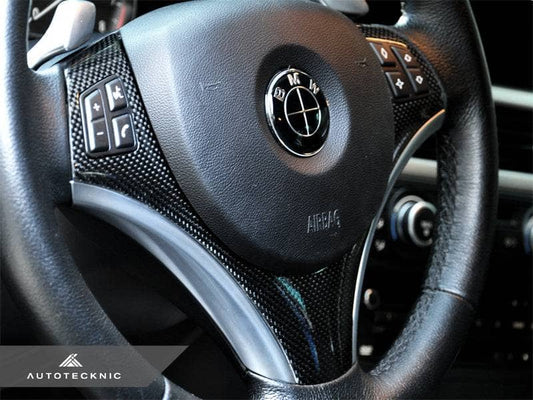 Kies-Motorsports AutoTecknic USA AutoTecknic Carbon Fiber Steering Wheel Trim - E90/ E92/ E93 3-Series/ E82 1-Series with Sport Package