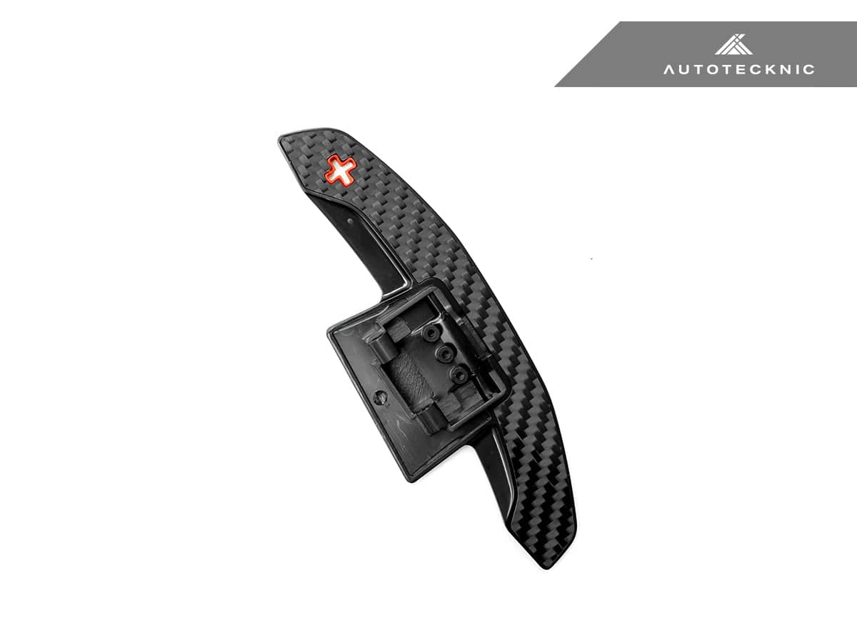 Kies-Motorsports AutoTecknic USA AutoTecknic Carbon Fiber V2 Pole Position Shift Paddles - G9X M5 & More 2024-Up Red Shift Indicators & Grip / Gloss Carbon Finish