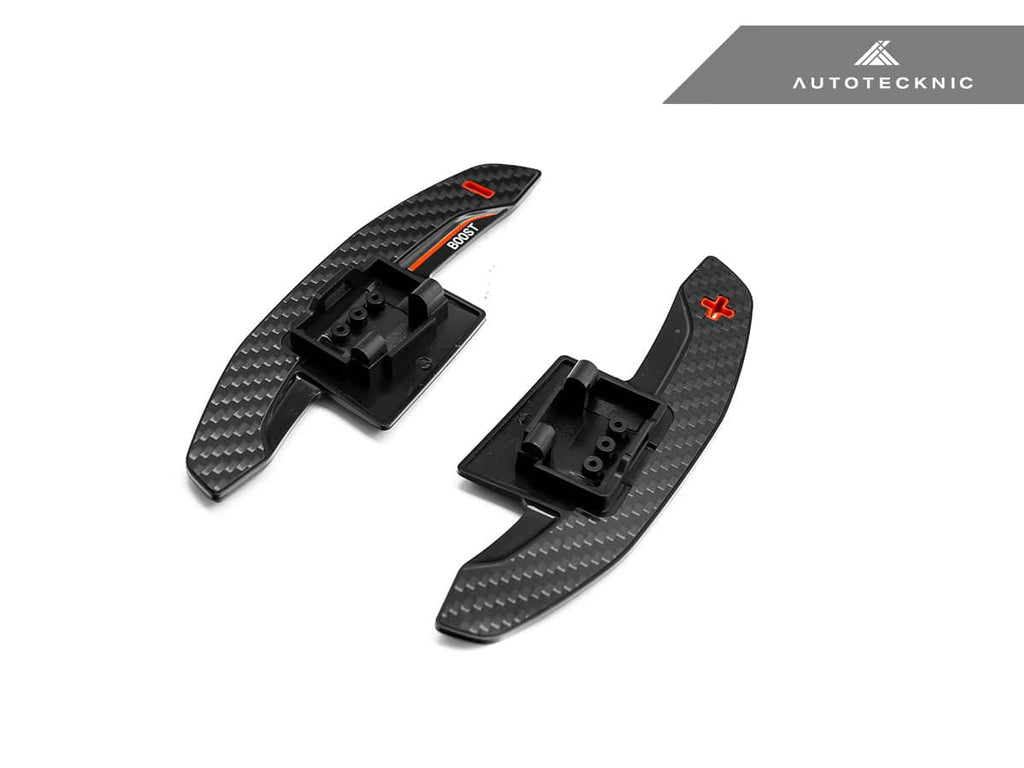 Kies-Motorsports AutoTecknic USA AutoTecknic Carbon Fiber V2 Pole Position Shift Paddles - G9X M5 & More 2024-Up Red Shift Indicators & Grip / Gloss Carbon Finish