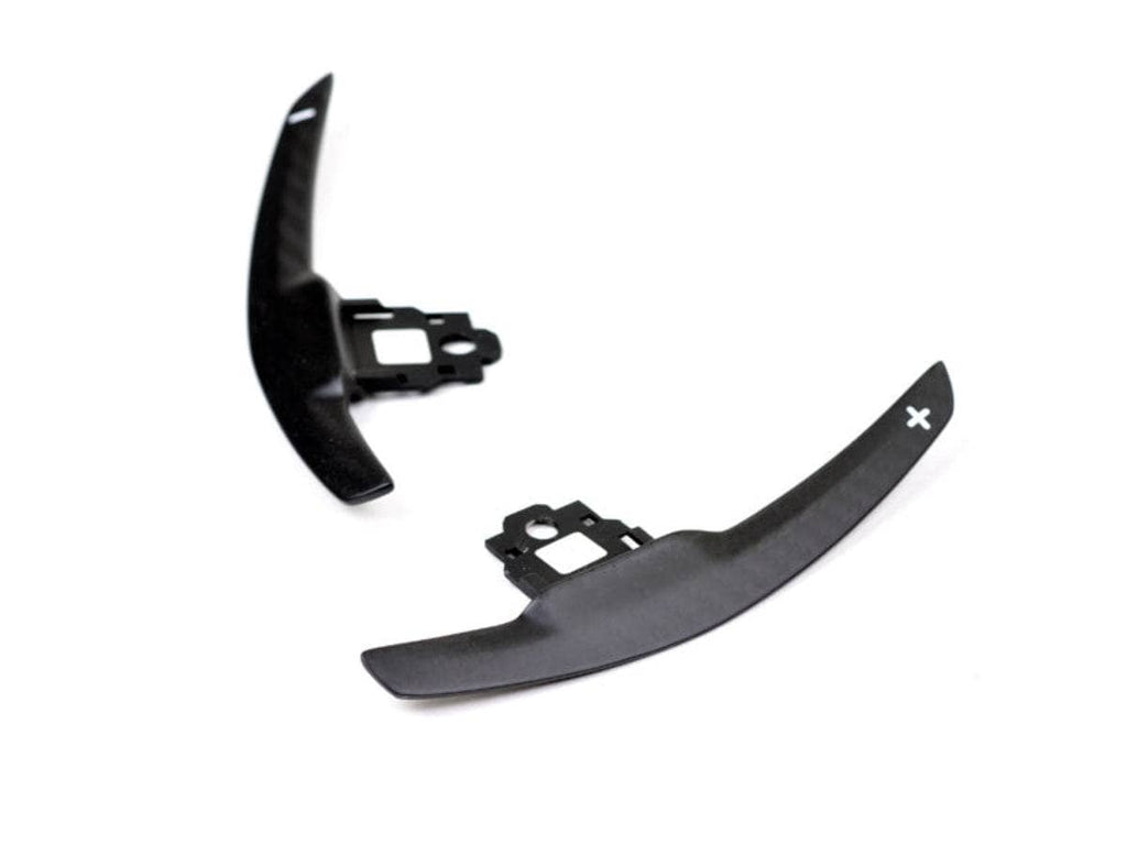 Kies-Motorsports AutoTecknic USA AutoTecknic Competition Shift Paddles - BMW F06/ F12/ F13 6-Series Dry Carbon (Battle Version) Matte Finish with White Shift Indicators