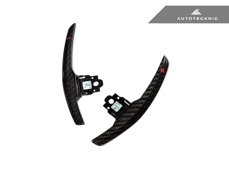 Kies-Motorsports AutoTecknic USA AutoTecknic Competition Shift Paddles - F06/ F12/ F13 6-Series Dry Carbon (Battle Version) Gloss Finish with Red Shift Indicators