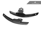 Kies-Motorsports AutoTecknic USA AutoTecknic Competition Shift Paddles - F30/ F31 3-Series Dry Carbon (Battle Version) Gloss Finish with White Shift Indicators