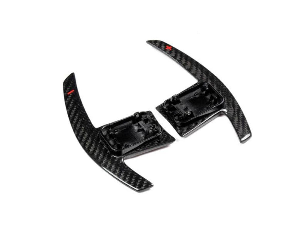 Kies-Motorsports AutoTecknic USA AutoTecknic Dry Carbon Battle Version Shift Paddles - BMW G87 M2 G87 M2 / Red Shift Indicators / Gloss Carbon Finish