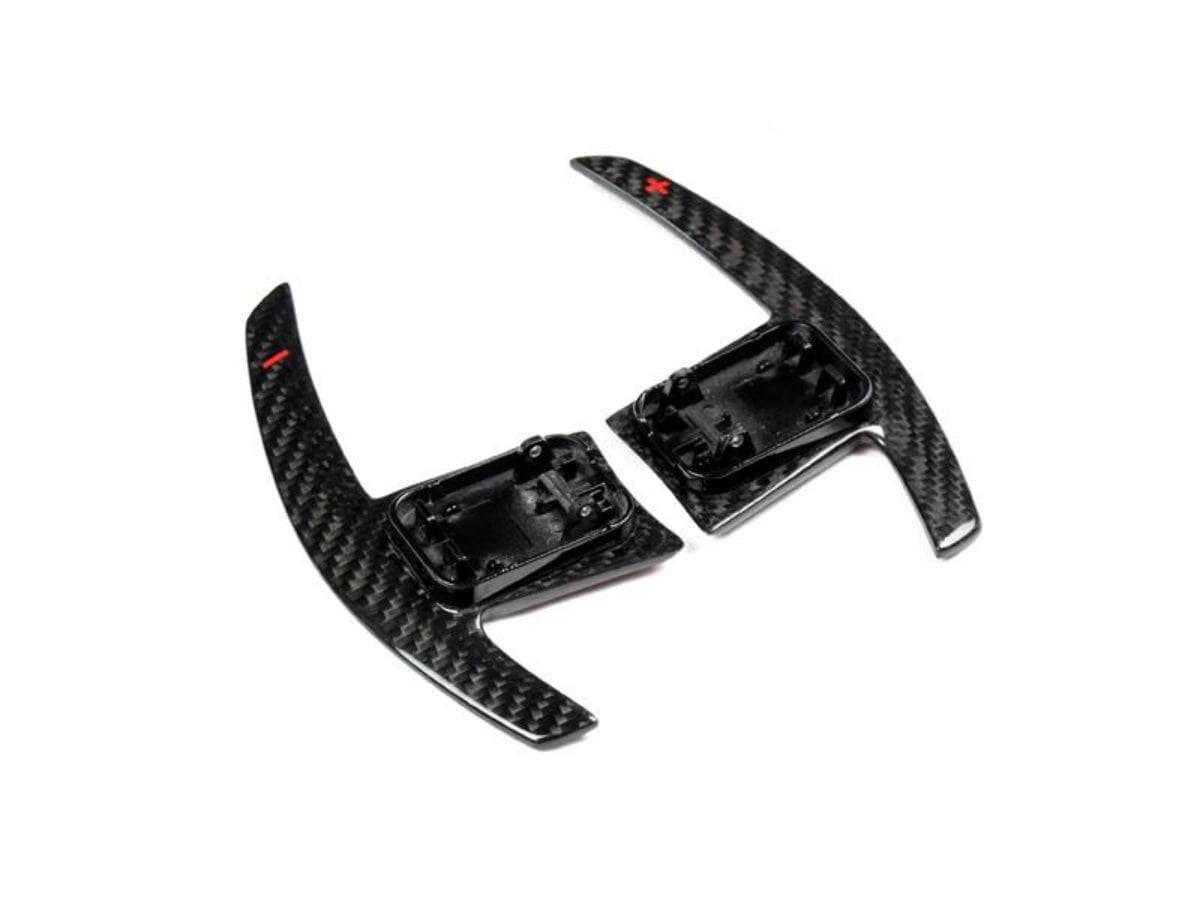 Kies-Motorsports AutoTecknic USA AutoTecknic Dry Carbon Battle Version Shift Paddles - BMW G87 M2 G87 M2 / Red Shift Indicators / Gloss Carbon Finish