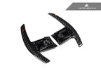 Kies-Motorsports AutoTecknic USA AutoTecknic Dry Carbon Battle Version Shift Paddles - F91/ F92/ F93 M8 F9X M8 / Red Shift Indicators / Gloss Carbon Finish
