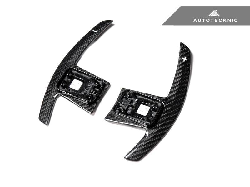 Kies-Motorsports AutoTecknic USA AutoTecknic Dry Carbon Battle Version Shift Paddles - F91/ F92/ F93 M8 F9X M8 / White Shift Indicators / Gloss Carbon Finish