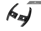 Kies-Motorsports AutoTecknic USA AutoTecknic Dry Carbon Battle Version Shift Paddles - F91/ F92/ F93 M8 F9X M8 / White Shift Indicators / Gloss Carbon Finish