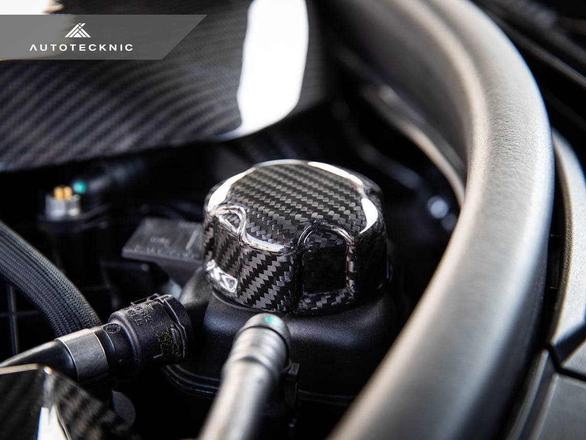 Kies-Motorsports AutoTecknic USA AutoTecknic Dry Carbon Charge Cooler Tank Cap Cover - F87 M2 Competition / M2 CS