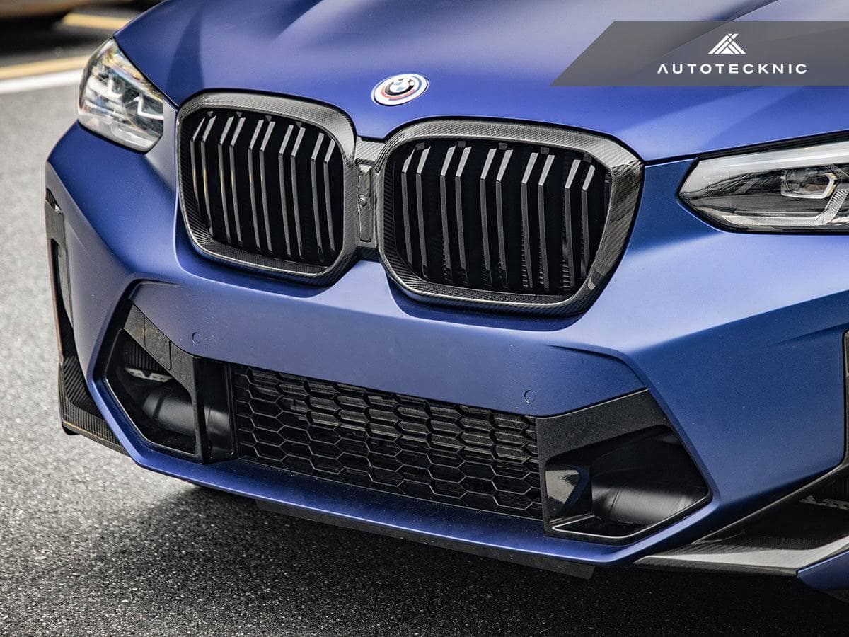 Kies-Motorsports AutoTecknic USA AutoTecknic Dry Carbon Fiber Dual-Slats Front Grille Set - F97 X3M LCI | F98 X4M LCI