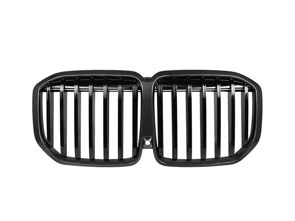 Kies-Motorsports AutoTecknic USA AutoTecknic Dry Carbon Fiber Front Grille - BMW G07 X7 LCI G07 X7 LCI 2023-Up / Gloss Carbon Surrounds + Gloss Black Center Slats