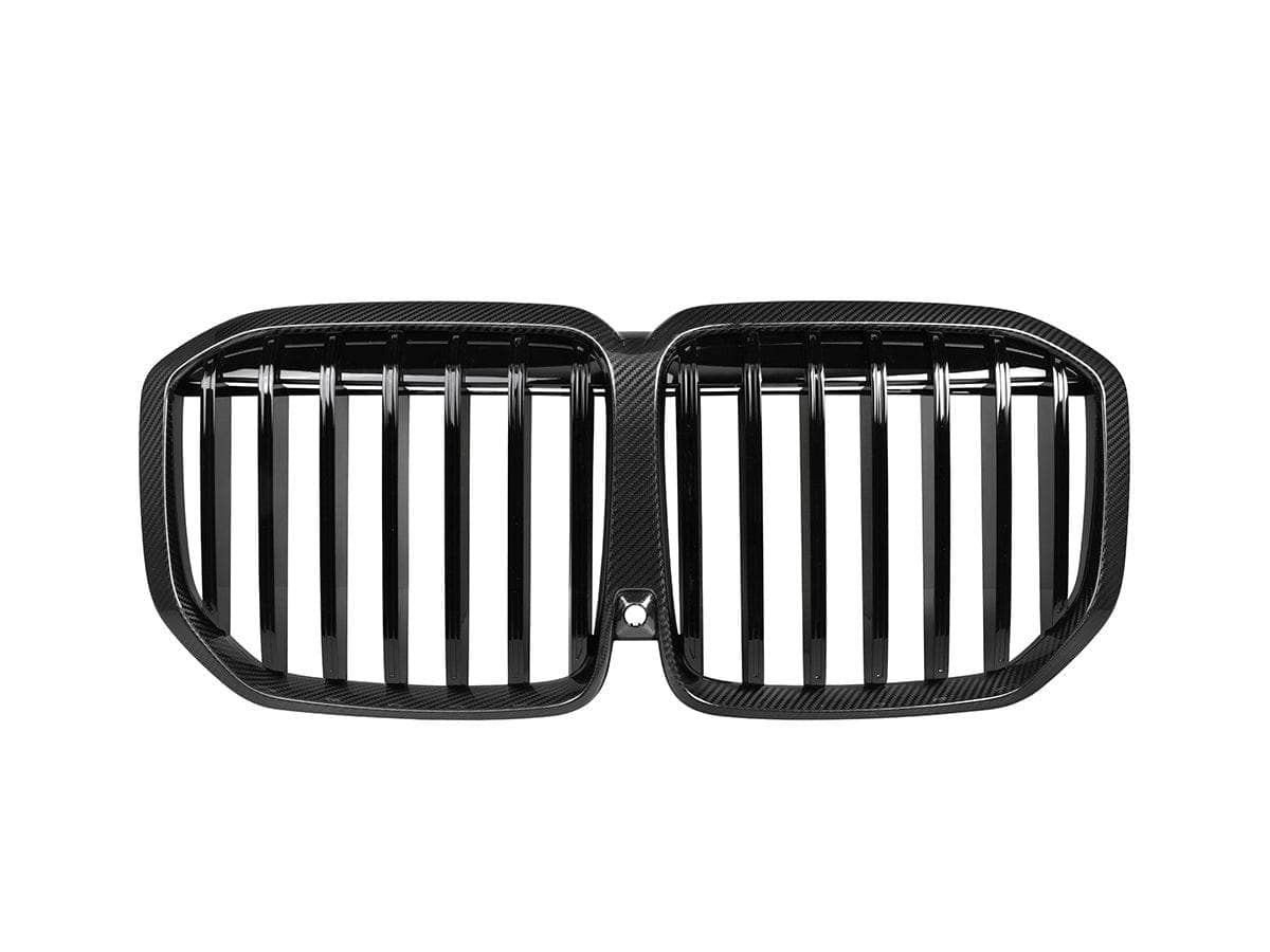 Kies-Motorsports AutoTecknic USA AutoTecknic Dry Carbon Fiber Front Grille - BMW G07 X7 LCI G07 X7 LCI 2023-Up / Gloss Carbon Surrounds + Gloss Black Center Slats