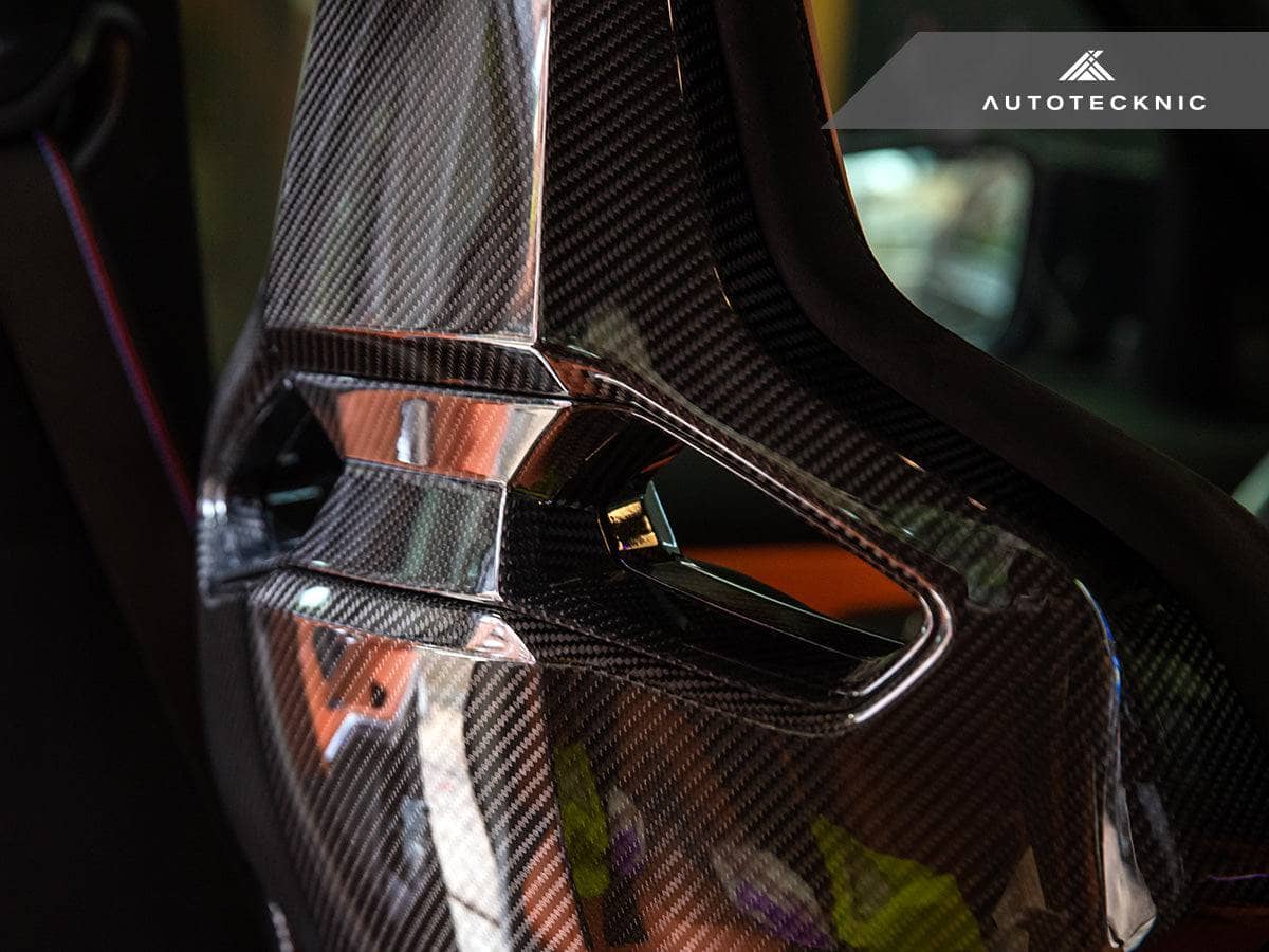 Kies-Motorsports AutoTecknic USA AutoTecknic Dry Carbon Fiber Seat Belt Outlet 4-Piece Front + Rear Cover Set - BMW G8X M2 / M3 / M4