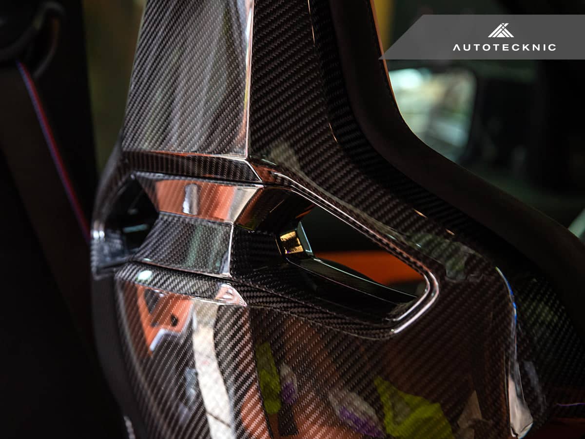 Kies-Motorsports AutoTecknic USA AutoTecknic Dry Carbon Fiber Seat Belt Outlet Cover Set - BMW G80 M3 | G82 M4 | G87 M2 | M Carbon Bucket Seats
