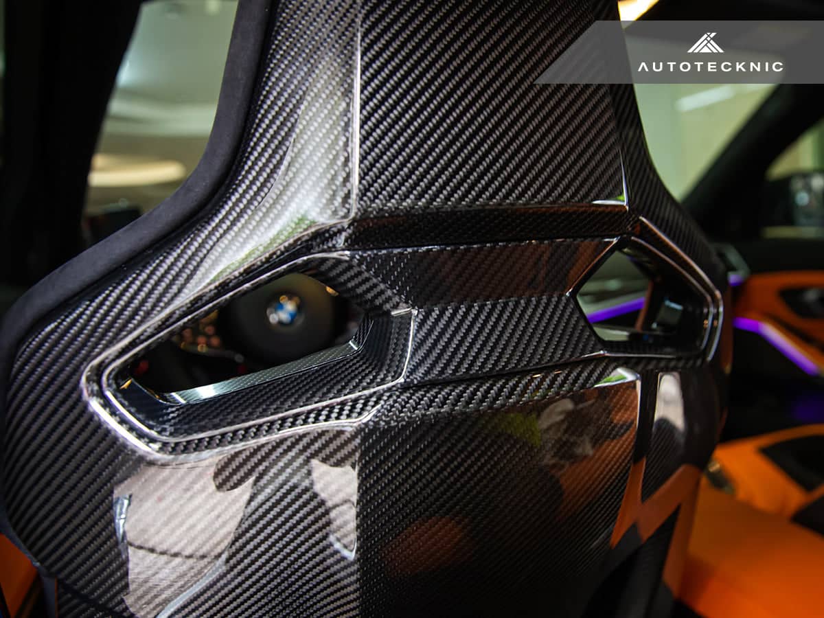 Kies-Motorsports AutoTecknic USA AutoTecknic Dry Carbon Fiber Seat Belt Outlet Cover Set - BMW G80 M3 | G82 M4 | G87 M2 | M Carbon Bucket Seats