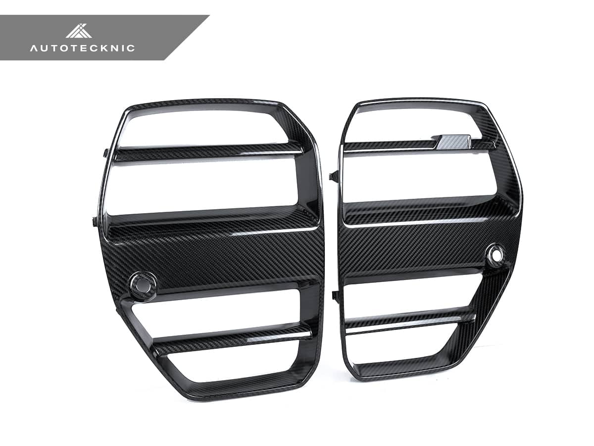 Kies-Motorsports AutoTecknic USA AutoTecknic Dry Carbon Podium V1 Front Grille Set - G80 M3 | G82/ G83 M4