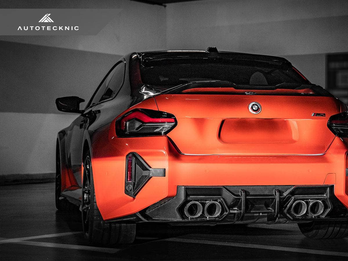 AutoTecknic Dry Carbon Rear Bumper Reflector Trim Set - BMW G87 M2 Secondary image
