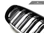 Kies-Motorsports AutoTecknic USA AutoTecknic Dual-Slat Glazing Black Front Grille Set - BMW F10 5-Series | M5