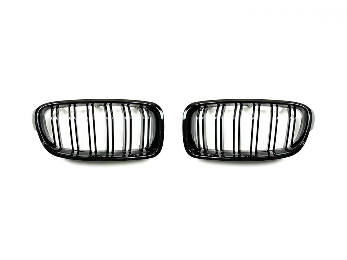 Kies-Motorsports AutoTecknic USA AutoTecknic Dual-Slat Glazing Black Front Grille Set - F30 3-Series