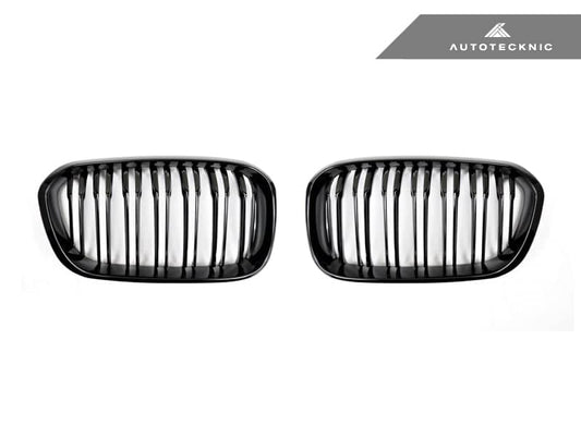 Kies-Motorsports AutoTecknic USA AutoTecknic Dual-Slats Gloss Black Front Grille Set - F20 1-Series LCI (2015-Up)
