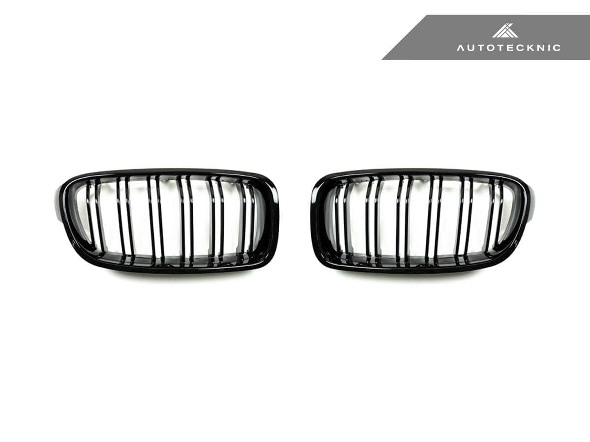Kies-Motorsports AutoTecknic USA AutoTecknic Dual-Slats Gloss Black Front Grille Set - F30 3-Series Classic Dual-Slats Design