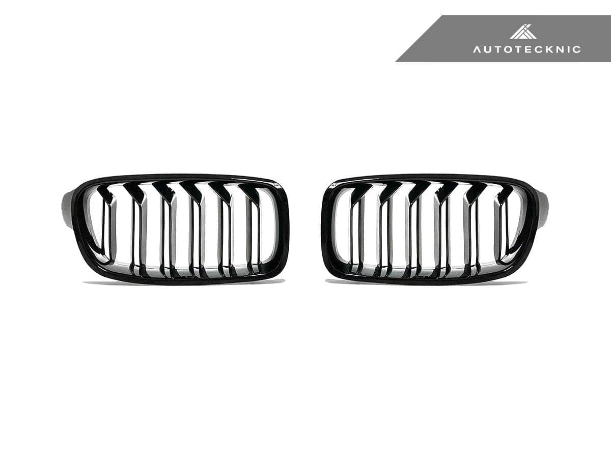 Kies-Motorsports AutoTecknic USA AutoTecknic Dual-Slats Gloss Black Front Grille Set - F30 3-Series F90 LCI Slats Design