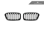 Kies-Motorsports AutoTecknic USA AutoTecknic Dual-Slats Gloss Black Front Grille Set - F30 3-Series F90 LCI Slats Design