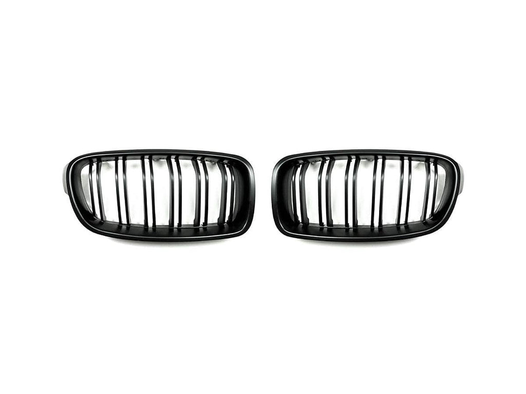 Kies-Motorsports AutoTecknic USA AutoTecknic Dual-Slats Stealth Black Front Grille Set - F30 3-Series