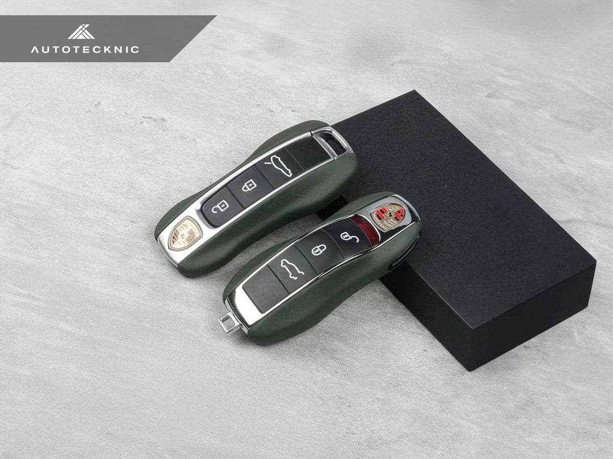 Kies-Motorsports AutoTecknic USA AutoTecknic Leather Key Remote Trim - Porsche G1 Key Remote Trim / Black-Night Green