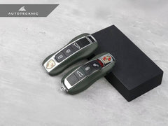 Kies-Motorsports AutoTecknic USA AutoTecknic Leather Key Remote Trim - Porsche G1 Key Remote Trim / Black-Night Green
