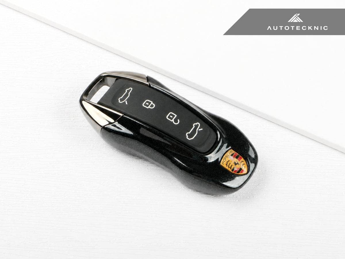 Kies-Motorsports AutoTecknic USA AutoTecknic Painted Key Remote Trim - Porsche Macan EV / Cayenne EV Jet Black Metallic