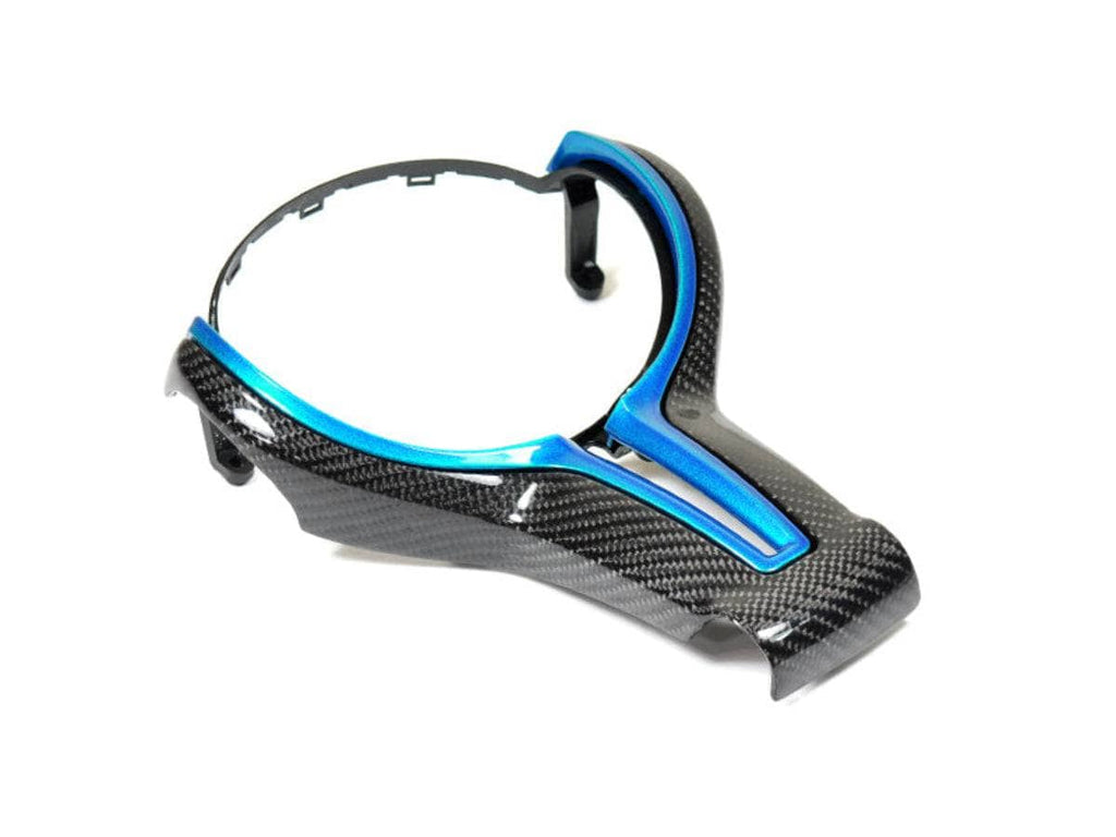 Kies-Motorsports AutoTecknic USA AutoTecknic Painted Steering Wheel Trim - BMW F87 M2 | F80 M3 | F82/ F83 M4 | F10 M5 LCI | F06/ F12/ F13 M6 F87 M2 / Long Beach Blue / Yes - Add Carbon Fiber Trim Cover (ATK-BM-0283)