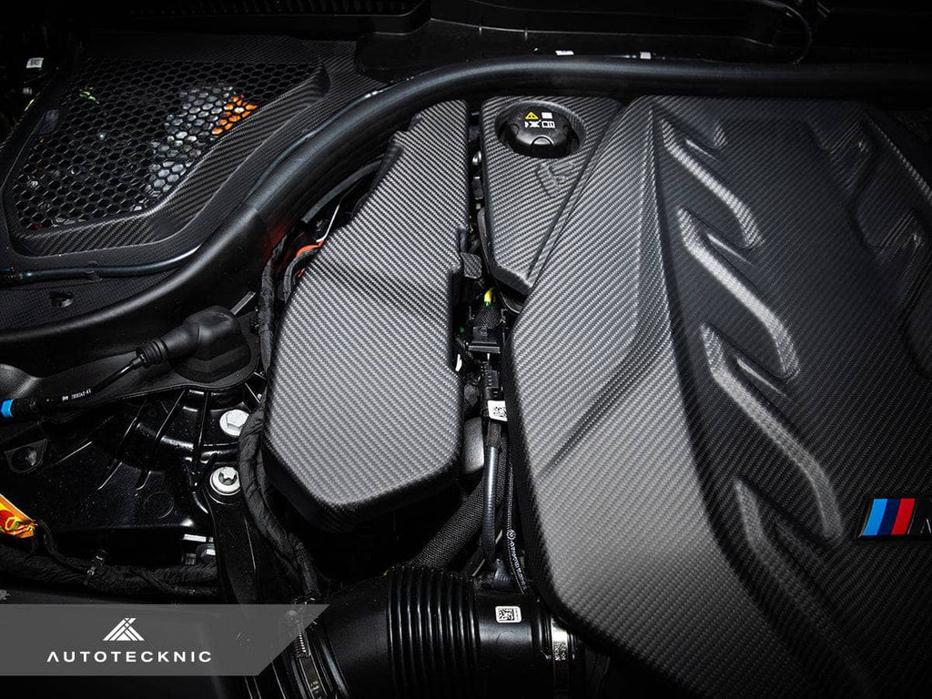 Kies-Motorsports AutoTecknic USA AutoTecknic Pre-Preg Carbon Engine Cover Extension Set - G90/ G99 M5 Satin Finish