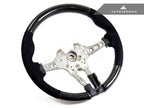 Kies-Motorsports AutoTecknic USA AutoTecknic Replacement Carbon Steering Wheel - F20 1-Series M-Sport F20/ F21 1-Series M-Sport / 3K Twill Weave Carbon   Alcantara