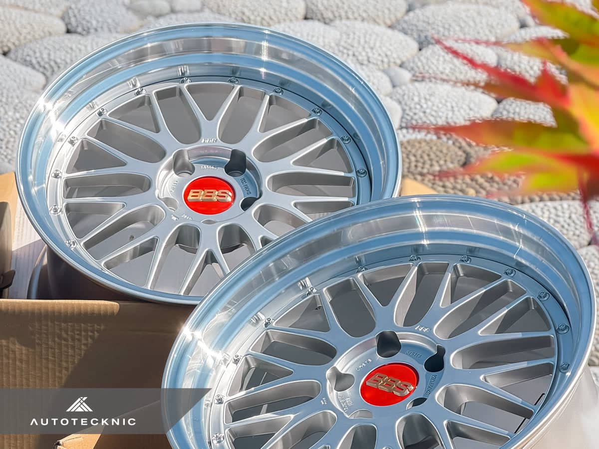 Kies-Motorsports AutoTecknic USA BBS LM 19x10 +25 / 19x11 +37 5x120 Diamond Silver - Aggressive Staggered (Set of 4)