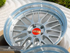Kies-Motorsports AutoTecknic USA BBS LM 19x9.5 +23 / 19x11 +35 5x112 Diamond Silver (A90/A91 Supra, Set of 4)