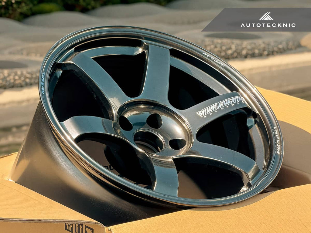 Kies-Motorsports AutoTecknic USA Volk Racing TE37 Saga S-Plus 18x10.5 +15 5x114.3 Shining Black Metal (Set of 4)