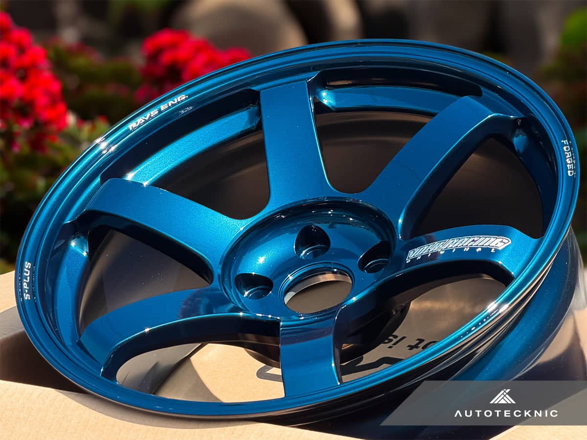 Kies-Motorsports AutoTecknic USA Volk Racing TE37 Saga S-Plus 18x9.5 +22 5x114.3 Mag Blue - GR Corolla / EVO (Set of 4)