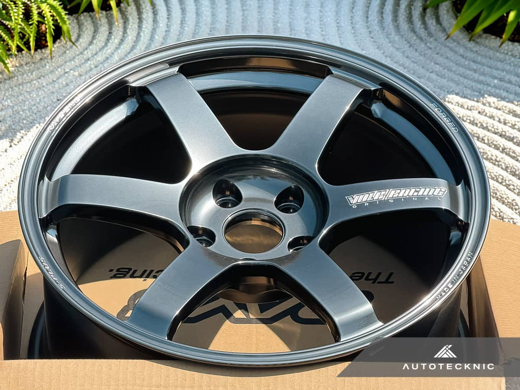 Kies-Motorsports AutoTecknic USA Volk Racing TE37 Saga S-Plus 18x9.5 +38 5x114.3 Shining Black Metal (Set of 4)