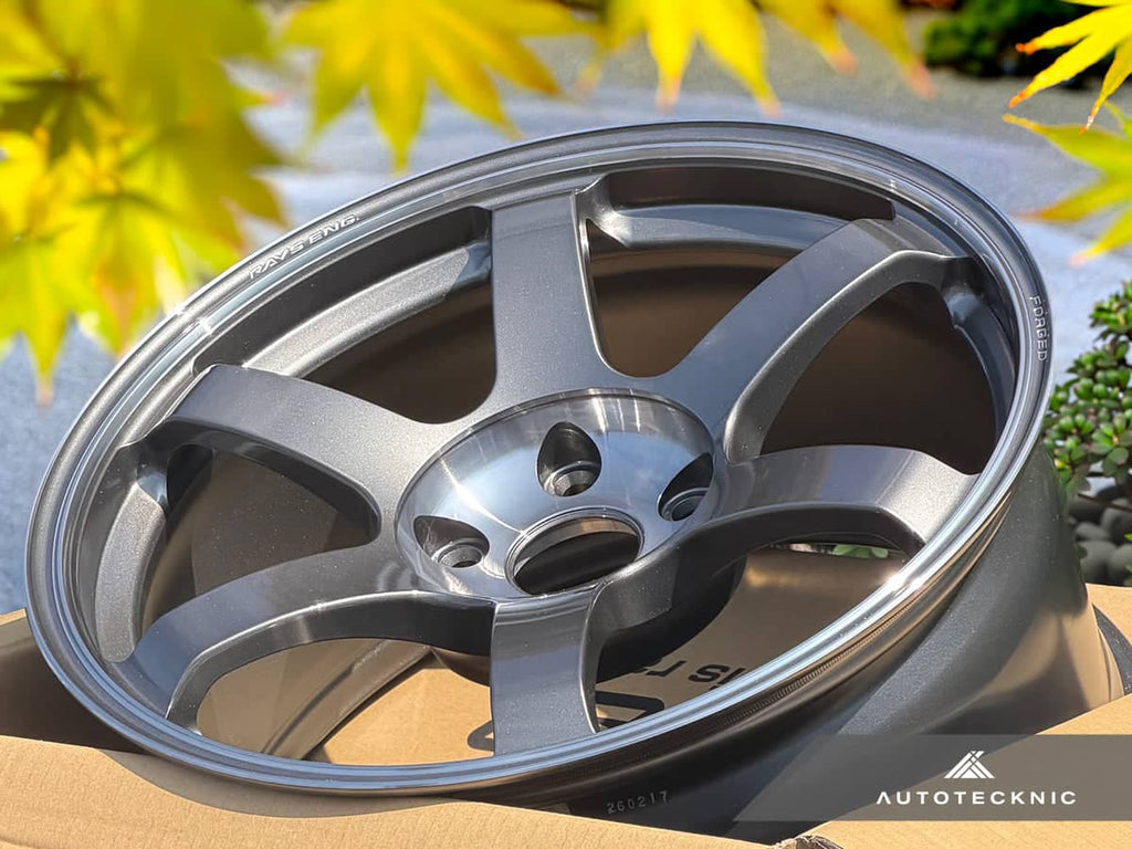 Kies-Motorsports AutoTecknic USA Volk Racing TE37 Saga SL 18x9.5 5x120 +38 Pressed Graphite (Set of 4)