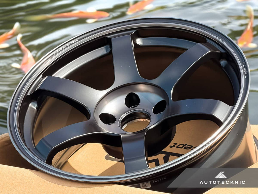Kies-Motorsports AutoTecknic USA Volk Racing TE37 Saga SL M-Spec 18x9.5 5x114.3 +22 Pressed Black (Set of 4)
