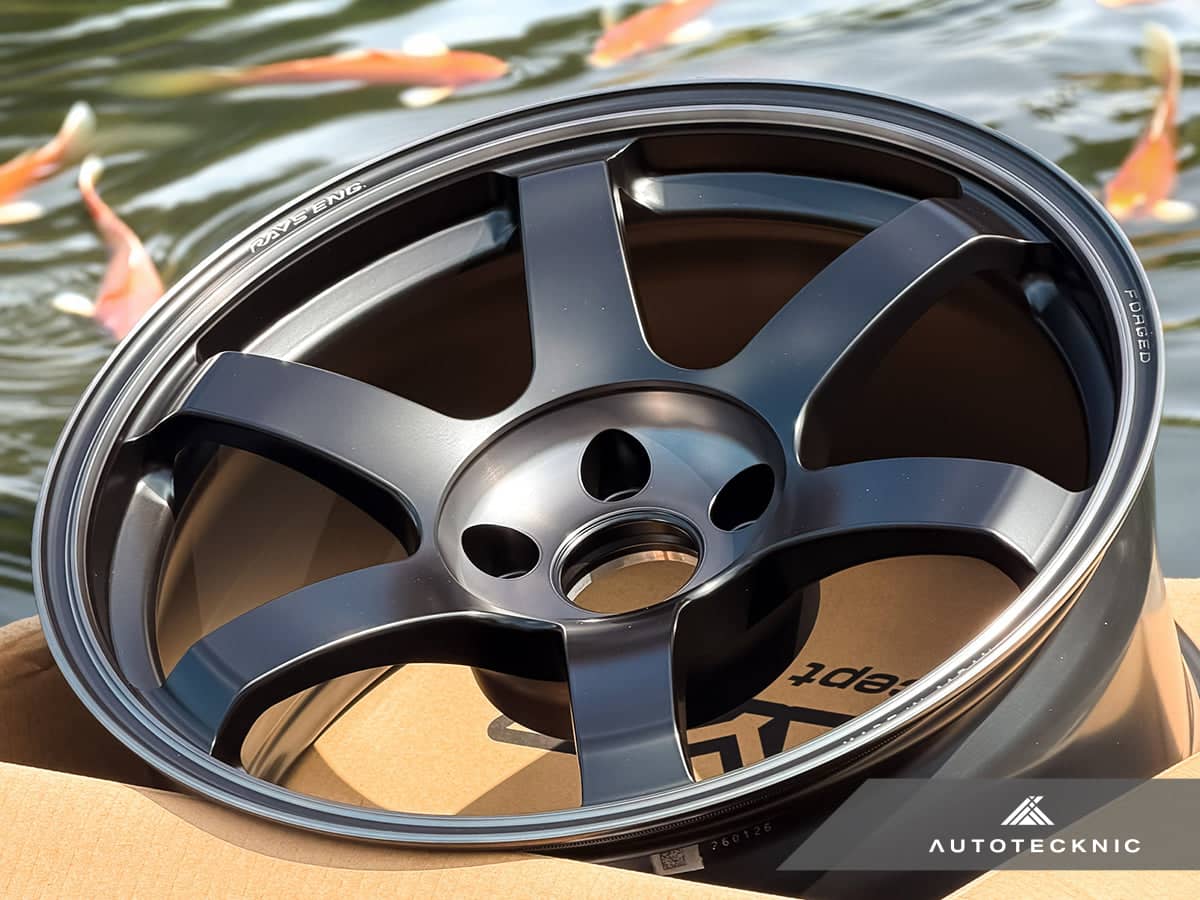 Kies-Motorsports AutoTecknic USA Volk Racing TE37 Saga SL M-Spec 18x9.5 5x114.3 +22 Pressed Black (Set of 4)