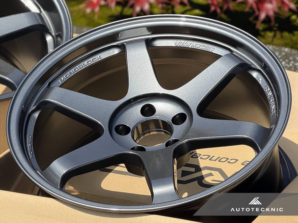 Kies-Motorsports AutoTecknic USA Volk Racing TE37SL 19x9.5 +22 / 19x10.5 +35 5x112 Dark Gunmetal - A90 Supra / BMW G2x (Set of 4)