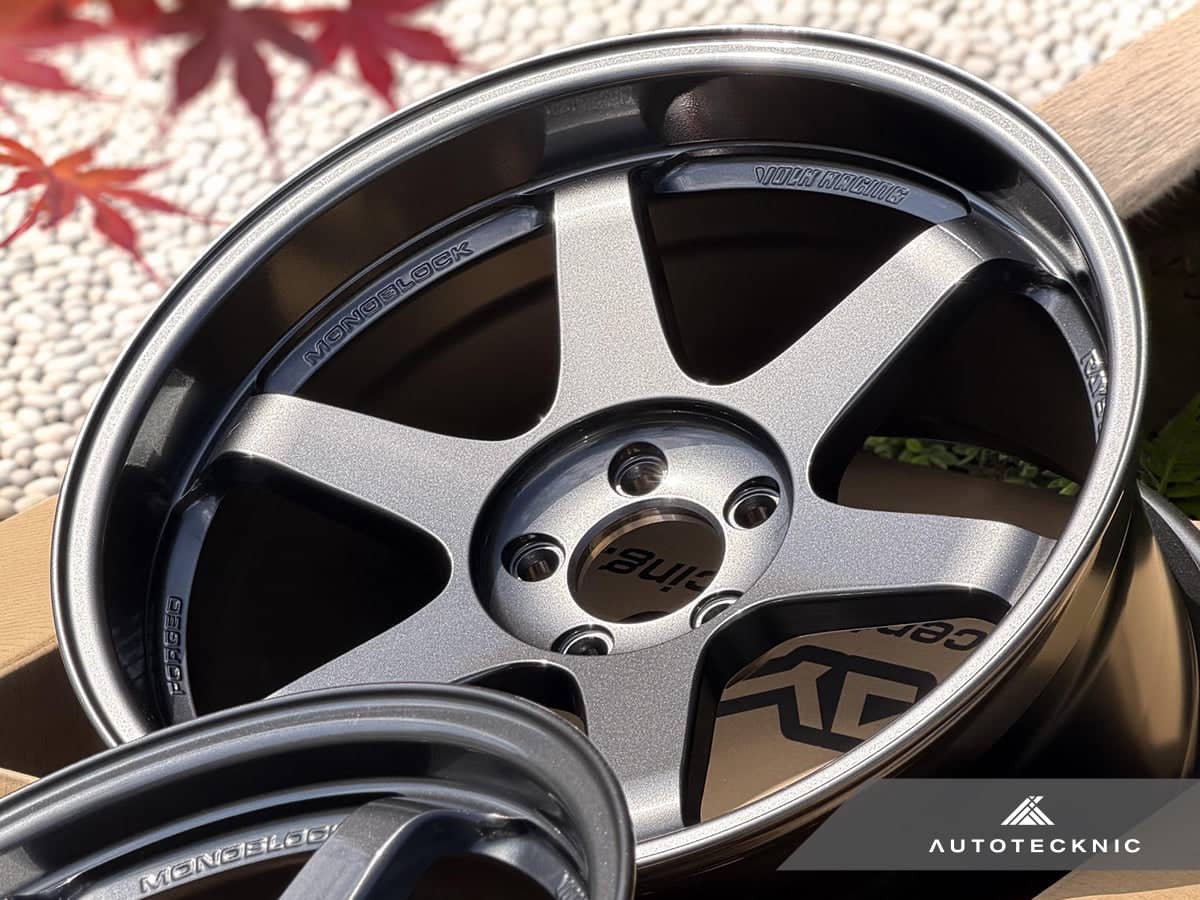 Kies-Motorsports AutoTecknic USA Volk Racing TE37SL 19x9.5 +22 / 19x10.5 +35 5x112 Dark Gunmetal - A90 Supra / BMW G2x (Set of 4)