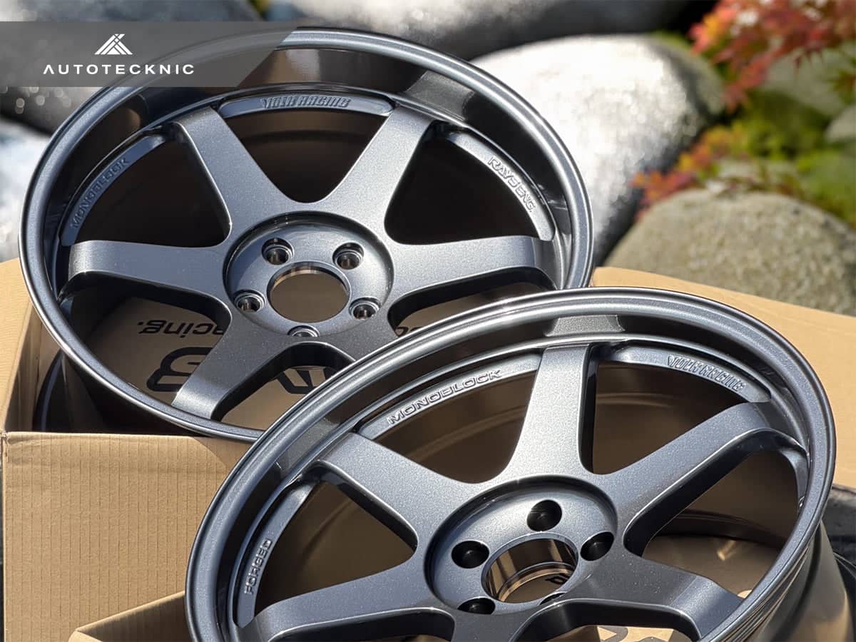 Kies-Motorsports AutoTecknic USA Volk Racing TE37SL 19x9.5 +22 / 19x10.5 +35 5x112 Dark Gunmetal - A90 Supra / BMW G2x (Set of 4)