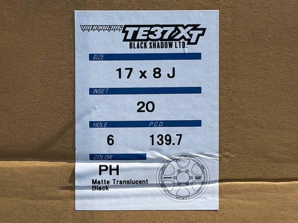 Kies-Motorsports AutoTecknic USA Volk Racing TE37XT Black Shadow LTD 17x8 +20 6x139.7 Matte Translucent Black - 6-Lug Toyota / Lexus Truck (Set of 4)