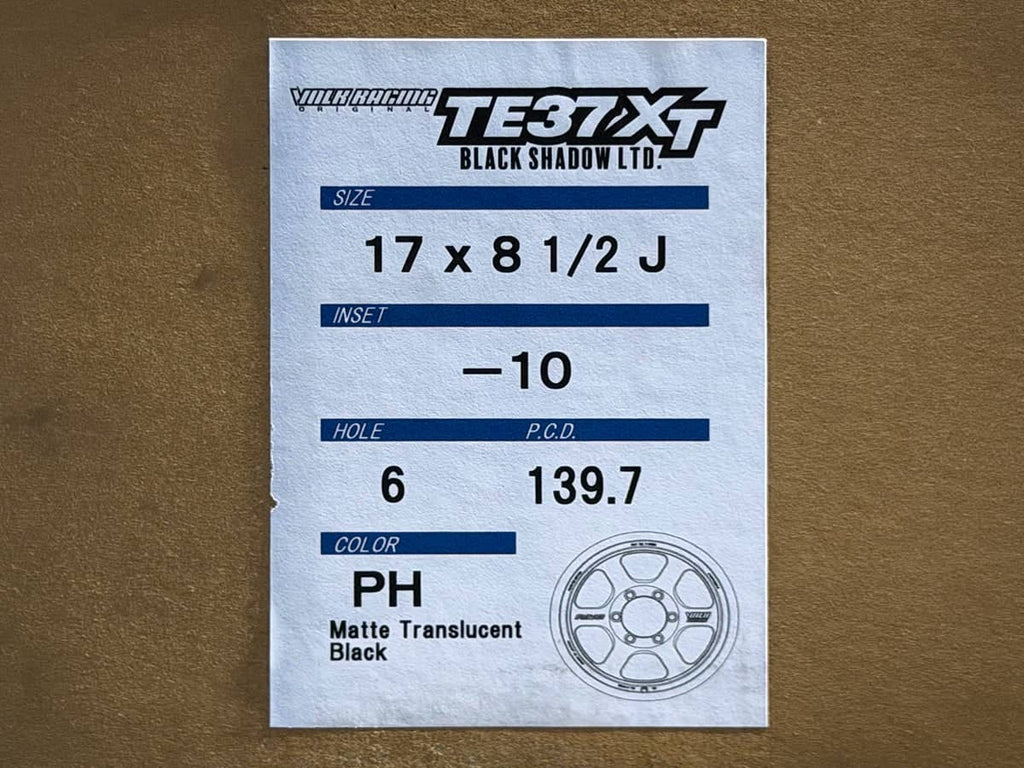 Kies-Motorsports AutoTecknic USA Volk Racing TE37XT Black Shadow LTD 17x8.5 -10 6x139.7 Matte Translucent Black - 6-Lug Toyota / Lexus Truck (Set of 4)